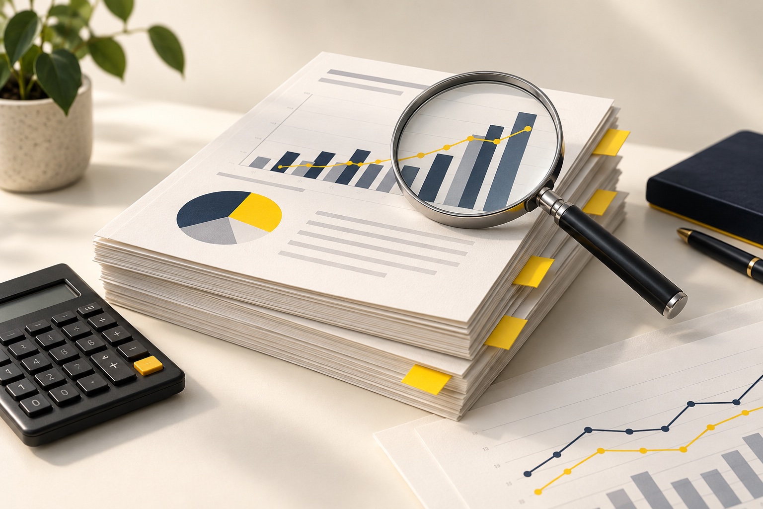 Финансовые отчёты, калькулятор и лупа — независимый аудит